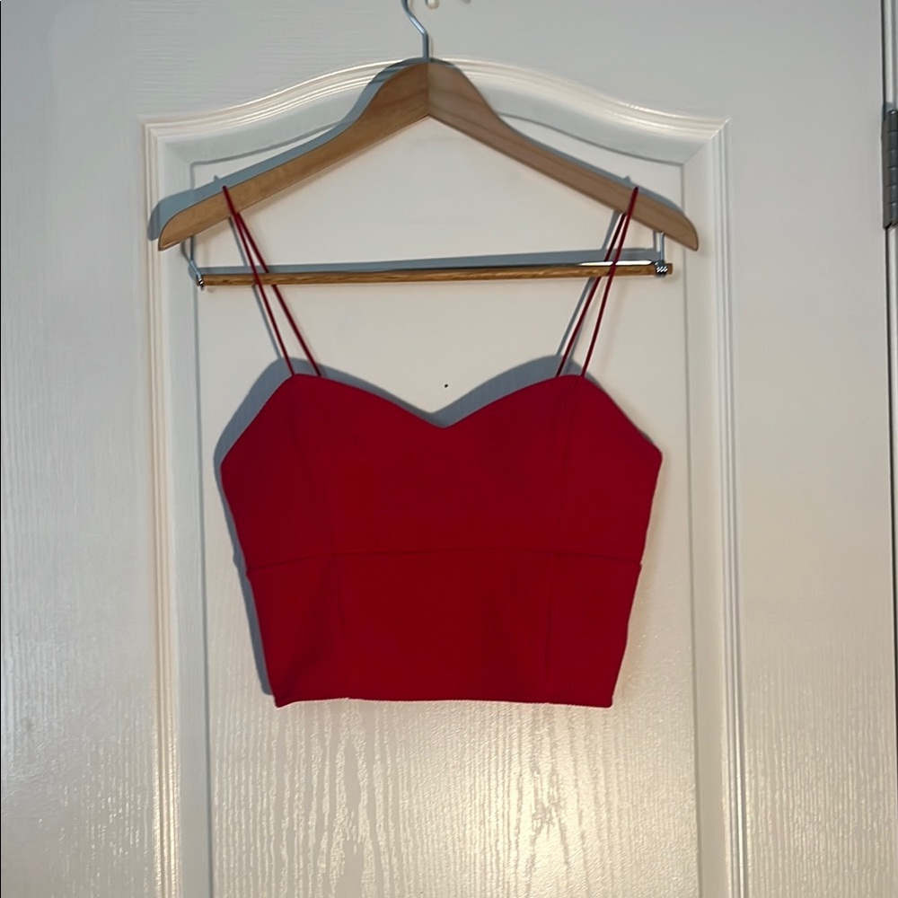 Forever 21 Red Fitted Crop Camisole